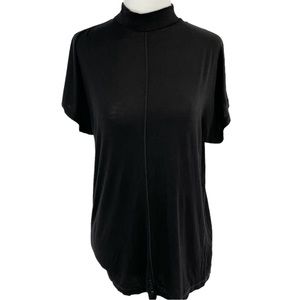 Zara Mock Neck Dolman Short Sleeve Top Black Size Small